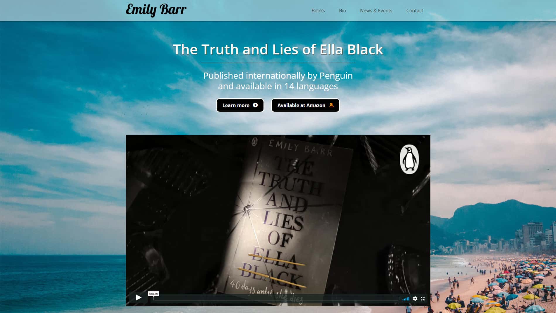 Homepage focusing on another one of Emily's books (click to enlarge)