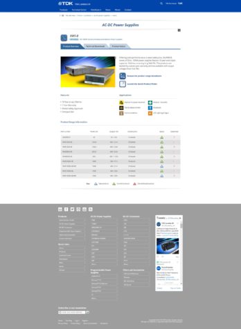 TDK-Lambda product page screenshot (click to enlarge)